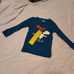 New 1-Toddler Peanuts Green with Snoopy Ice Skatig Shirt-Sz.2-Toddler/85cm